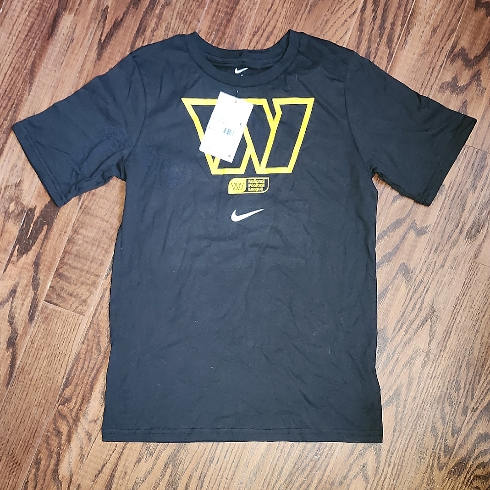 NWT Nike Youth Black Tee with Gold Washington Commanders Graphic Logo - L 14/16